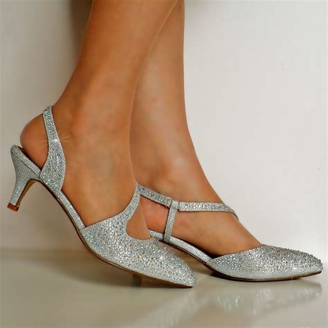 metallic low heel evening shoes.